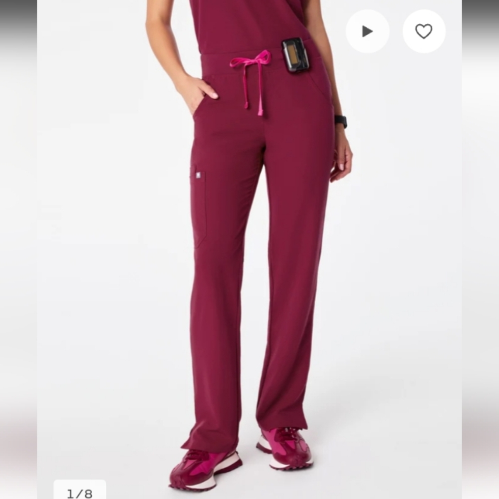 Figs Kade Cargo Scrub Pants Sz XL Deep Cranberry